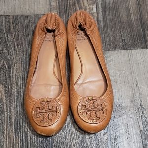 Tory burch reva flats tan leather sz 10